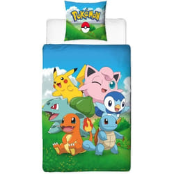 Parure de lit - POKEMON - Pikachu et ses amis - Bleu - Microfibre - 1 housse de couette 140 x 200 cm + 1 taie 63 x 63 cm