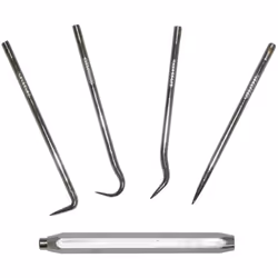 Crochets fins et rigides pour la mise en place et l'extraction des joints toriques. Les crochets se vissent dans le manche po ...