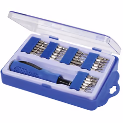 Coffret comprenant l'essentiel des embouts les plus utilisés : Un manche caoutchouté - Embouts plats : 1 - 1,5 - 2 - 2,5 - 3  ...