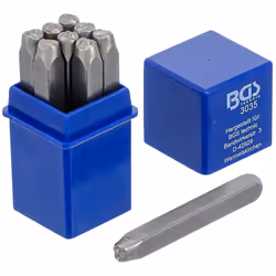 JEU DE 9 CHIFFRES A FRAPPER Marque BGS Hauteur des chiffres 5 mm Contient les 9 chiffres : 1 - 2 - 3 - 4 - 5 - 6 - 7 - 8 - 0  ...