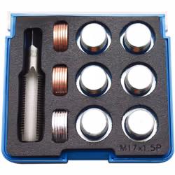 Coffret de réparation de bouchons de vidange de 16 mm. Pour diamètre original de M16 x 1.50 Re-filetage à 17 x 1.50. Pour rem ...