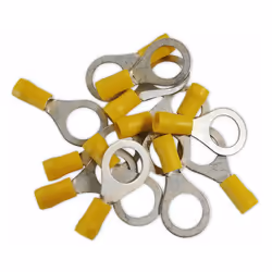 Cosse électrique à oeil jaune de 13mm Convient pour les vis de 1/2 pouce Cosses double sertissage. Platine en cuivre.Pour câb ...