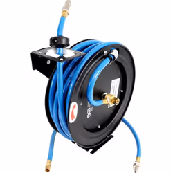 Enrouleur air comprimé 15 mètres Ø 12 mm Adapté pour le montage et la fixation au mur, au sol ou au plafond. Avec butée de re ...