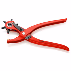 PINCE EMPORTE PIÈCE REVOLVER KNIPEX Pour perforer le cuir, le tissu et le plastique. Avec 6 buses interchangeables d'un diamè ...