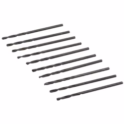 Forets (mèches) en acier super rapide HSS-R forgé laminé. 10 forets de 1.5 mm Fabriqué selon la norme DIN338 avec angle de po ...