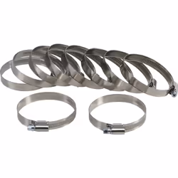 COLLIER DE DURITE EN INOX Serrage de Ø 50 à Ø 70 mm Bande pleine Largeur 12 mm Vis avec tête de 6 pans de 7 mm, fente tournev ...