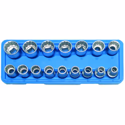 Jeu de 16 douilles de 12 pans carré 1/2 Contient les dimensions suivantes : 8 - 9 - 10 - 11 - 12 - 13 - 14 - 15 16 - 17 - 18  ...