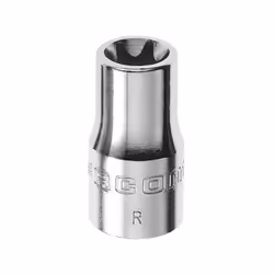 Douille 1/4 TORX femelle E6 Pour vis mâles Torx® Présentation : chromée brillante Photo présentant une douille de cette gamme