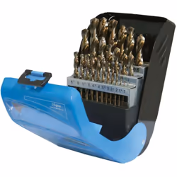 Coffret forets HSS M35 hélicoïdaux au Cobalt Boite de 25 forets de 1 à 13 mm par 0.5 mm 5% de Cobalt dans la masse du foret I ...