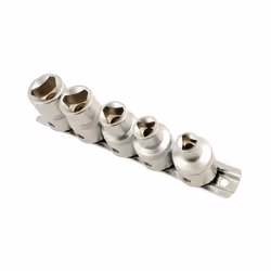 Description générale Jeu de 5 douilles 3 pans 1/2 en acier chrome vanadium, conçu pour diverses applications de serrage et de ...