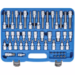 Ce coffret comprend 49 pièces : - Embouts Torx de 55 mm de long. Dimensions: 20-25-27-30-40-45-50-55-60-70 mm. - Embouts Torx ...