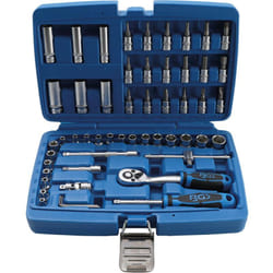 Douilles et embouts chrome vanadium coffret 53 pcs 1/4 bgs technic