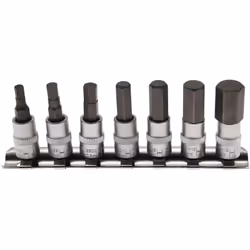 Description générale Ce jeu de 7 douilles embouts 6 pans mâles carré de 1/4" est fabriqué en acier chrome vanadium, offrant u ...