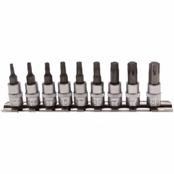 Jeu de 9 embouts mâles carré 1/4 Dimensions : T10-T15-T20-T25-T27-T30-T40-T45-T50
