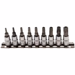 Jeu de 9 embouts mâles percés carré 1/4 Dimensions : TH10-TH15-TH20-TH25-TH27-TH30-TH40-TH45-TH50