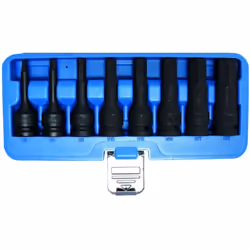 Coffret clés 6 pans mâles à choc carré 1/2 (12.7mm) Marque BGS Acier chrome molybdène pour clés à chocs Quantité : 8 douilles ...