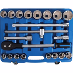Coffret clés à douilles poids lourds Chrome Vanadium Côtes impériales, aux pouces - 16 douilles 12 pans de : 7/8 , 15/16 , 1  ...