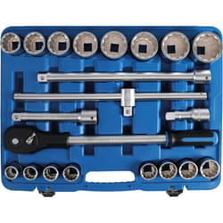 Coffret bgs douilles pouces 7/8 a 2 carre 3/4 cliquet et accessoires