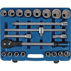 Coffret bgs douilles cv 12 pans 19 a 50 mm 3/4 cliquet et accessoires