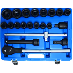 Coffret clés à douilles poids lourds Chrome Vanadium Utilisation mixte : à main et à chocs Douilles, cardans et rallonges uti ...