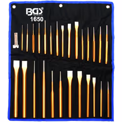 CHASSES GOUPILLES ET BURINS BGS JEU DE 28 En chrome vanadium: - 5 chasses goupilles broches: 2.4 x 110 - 3.2 x 120 - 4 x 125  ...