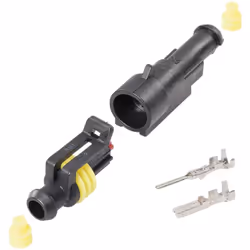 Assortiment de connecteurs électriques étanches pour automobile 1 pôle - Conforme ROHS. - Contient 5 connecteurs mâles et 5 c ...