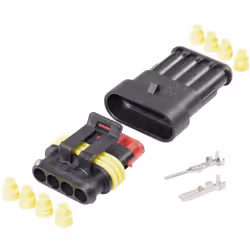 Assortiment de connecteurs électriques étanches pour automobile 4 pôles - Conforme ROHS. - Contient 5 connecteurs mâles et 5 ...