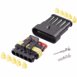 Assortiment de connecteurs électriques étanches pour automobile 5 pôles - Conforme ROHS. - Contient 5 connecteurs mâles et 5 ...