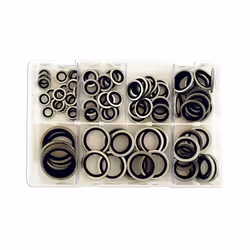 Assortiment de joints à lèvres impérial - Bague BS Dimensions : 1/8 BSP (25 pcs), 1/4 BSP (20 pcs), 3/8 BSP (20 pcs), 1/2 BSP ...