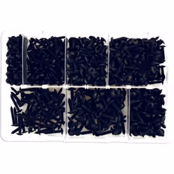 ASSORTIMENT DE VIS AUTO-PERCEUSES NOIRES - Vis tête ronde - Empreinte Pozidriv - Dimension du No 6 au No 10 : No.6 - 3.5 mm x ...