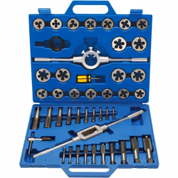 Jeu de tarauds M6 - M24 45 pièces En acier à outils (GCr15) Le coffret comprend : - 20 tarauds pour filetage femelle (1x par  ...