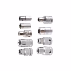 ASSORTIMENT DE DOUILLES PORTE-EMBOUT AVEC BILLE DE BLOCAGE En acier chrome-vanadium Comprend : - une douille porte-embout 6 p ...