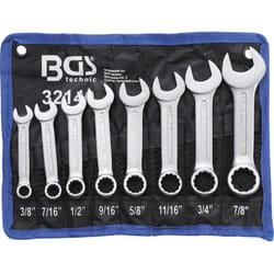 Cles mixtes courtes, pouces, imperiales, us, sae, jeu de 8 cles bgs