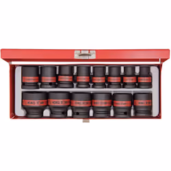 Coffret KING TONY de douilles à chocs 1/2 en pouces Coffret de 14 douilles impact aux côtes aux pouces.Gamme très complète de ...