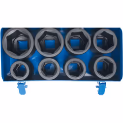 Coffret 8 douilles à chocs profondes 1 BGS TECHNIC Dimensions : - Douille 27 mm longueur 90 mm - Douille 30 mm longueur 90 mm ...
