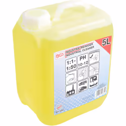 Liquide de nettoyage universel 5 l hautement concentré. Domaines d'application : sols d'atelier, outils, matières plastiques, ...
