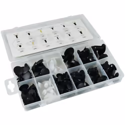 Assortiment universel de clips de carrosserie en plastique. Utilisation sur la plupart des véhicules. Coffret de 128 clips co ...