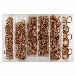 Assortiment de joints de bouchon de vidange en cuivre. Dimensions : - 10mm - 100 pièces- 12mm - 100 pièces- 14mm - 100 pièces ...