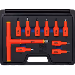 Jeu de douilles mâles isolées VDE profil T (pour Torx). Douilles isolées avec carré d'entrainement femelle 1/2 (12,5 mm), lon ...