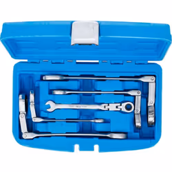 Jeu de 5 clés mixtes BGS à cliquet à double articulation Dimensions métriques : 8 - 10 - 13 - 17 - 19 mm. Cliquet à denture f ...