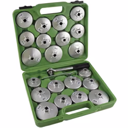 Coffret de 21 cloches pour filtres à huile Douilles en forme de cloches en aluminium. Pour la pose et le retrait de filtres à ...