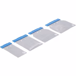 JEU DE 4 CALES A ENDUIRE, MASTIQUER En acier souple. Taille : 50 mm, 80 mm, 100 mm, 120 mm