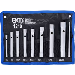 Trousse de 8 clés tubulaires doubles BGS. Acier chrome vanadium DIN 896 B Contient les dimensions : 6x7 - 8x9 - 10x11 - 12x13 ...