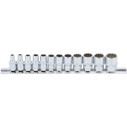 Jeu de 12 douilles 12 pans bgs courtes, pouces, imperiales carre 1/4