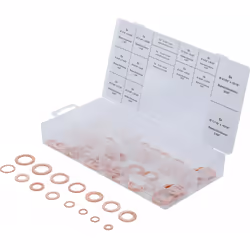 Assortiment de joints cuivre pour bouchon de vidange, cotes pouces, impériales - 75 pièces Convient pour vis de vidange et vi ...