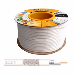 100M Cable Coaxial Blanc 17 VATC ClassA Televes 2127 CXT-1 Description: La gamme de câbles coaxiaux T100 est fabriquée en uti ...