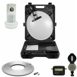 Megasat - Pack Parabole acier 40cm + lnb Single + Câble Coaxial 10m + Pointeur - Blanc - Noir