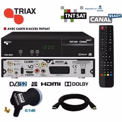 Décodeur Satellite - TRIAX - THR 9900 HD - Carte TNTSAT - Câble HDMI 2M - LNB 1 Sortie