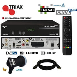 Décodeur Satellite - TRIAX - THR 9900 HD - Carte TNTSAT - Câble HDMI 2M - LNB 1 Sortie