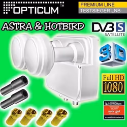 OPTICUM LNB Monobloc Twin ASTRA HOTBIRD Double Tête parabole Full HD 4K 01dB